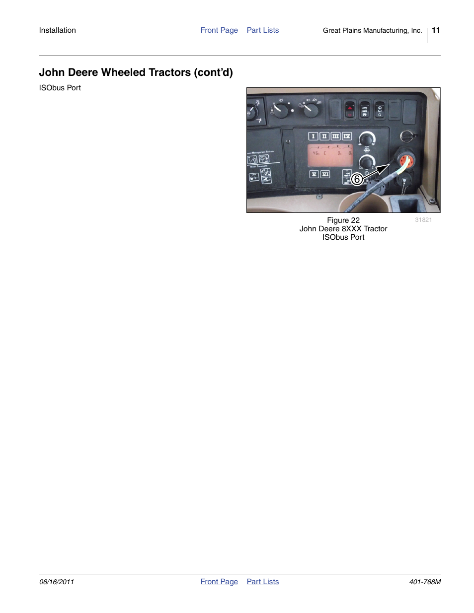 Igure 22, Actors see figure 22, John deere wheeled tractors (cont’d) | Great Plains 3PYPA Planters User Manual | Page 11 / 14