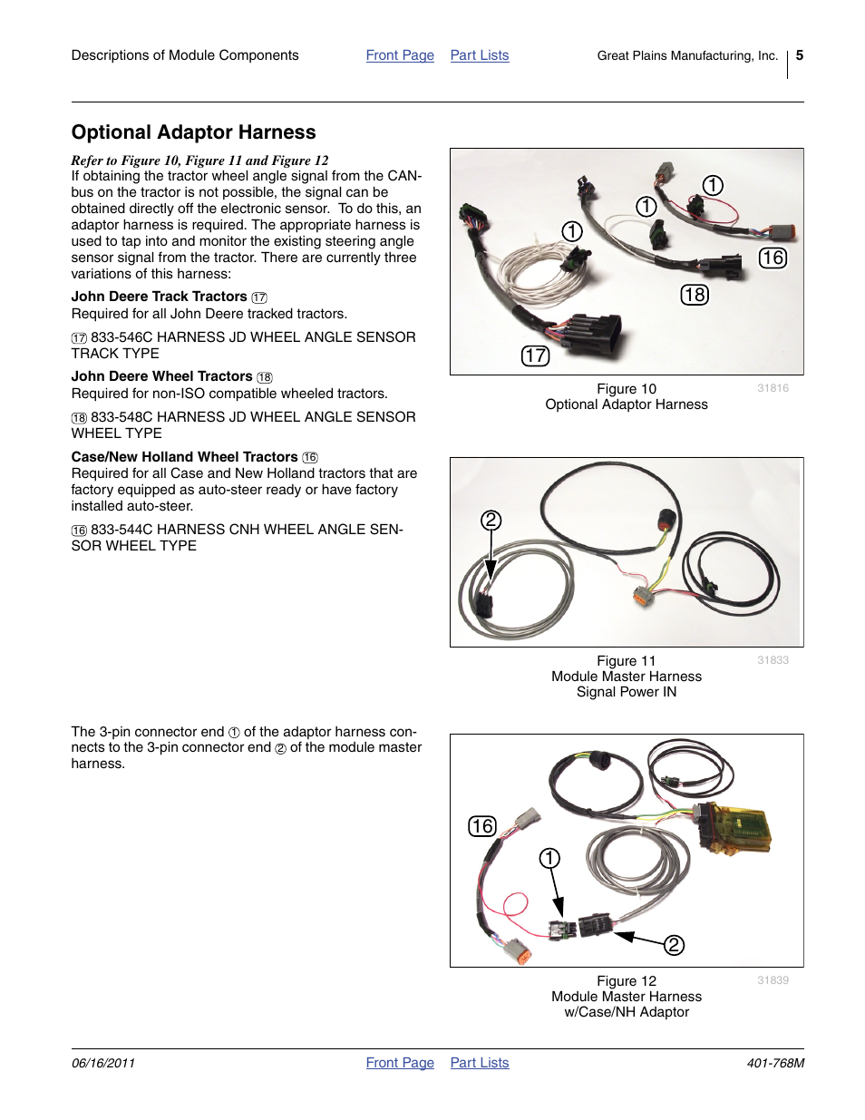 Optional adaptor harness | Great Plains 3PYPA Planters User Manual | Page 5 / 14