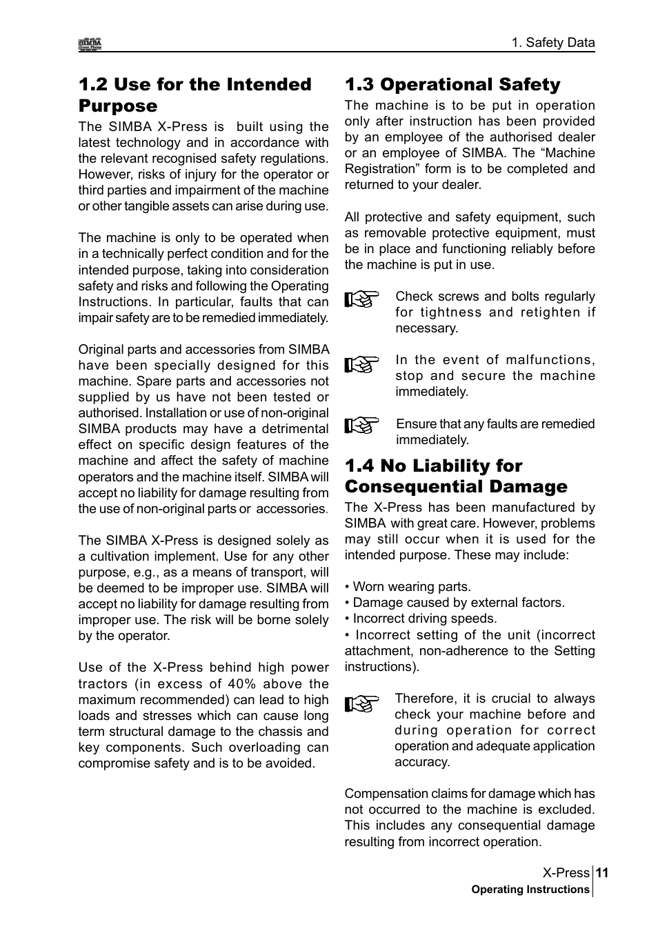 3 operational safety, 4 no liability for consequential damage, 2 use for the intended purpose | Great Plains P17897B Operator Manual User Manual | Page 11 / 176