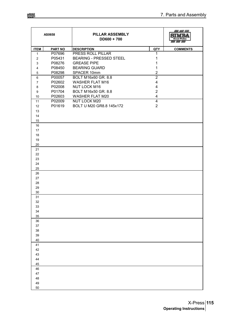 115 x-press, Parts and assembly | Great Plains P17897B Operator Manual User Manual | Page 115 / 176