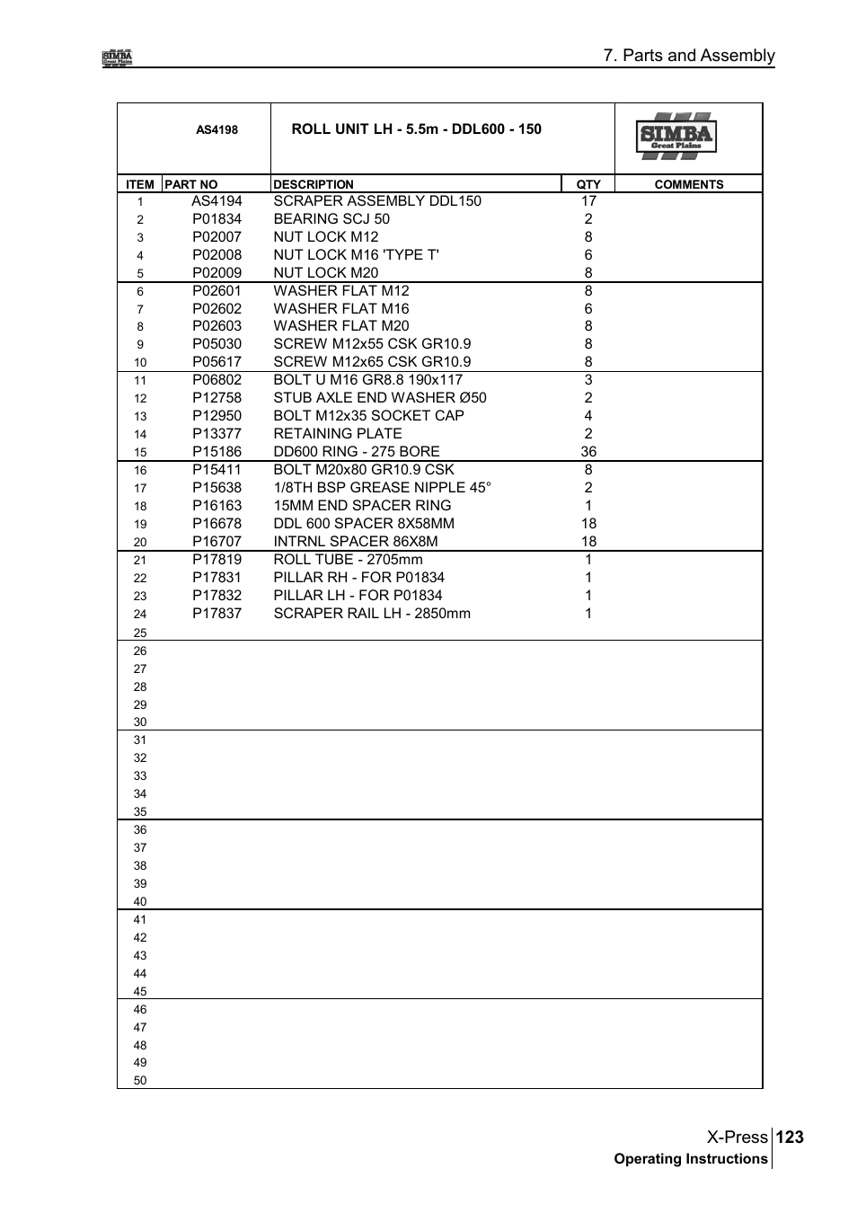 123 x-press, Parts and assembly | Great Plains P17897B Operator Manual User Manual | Page 123 / 176