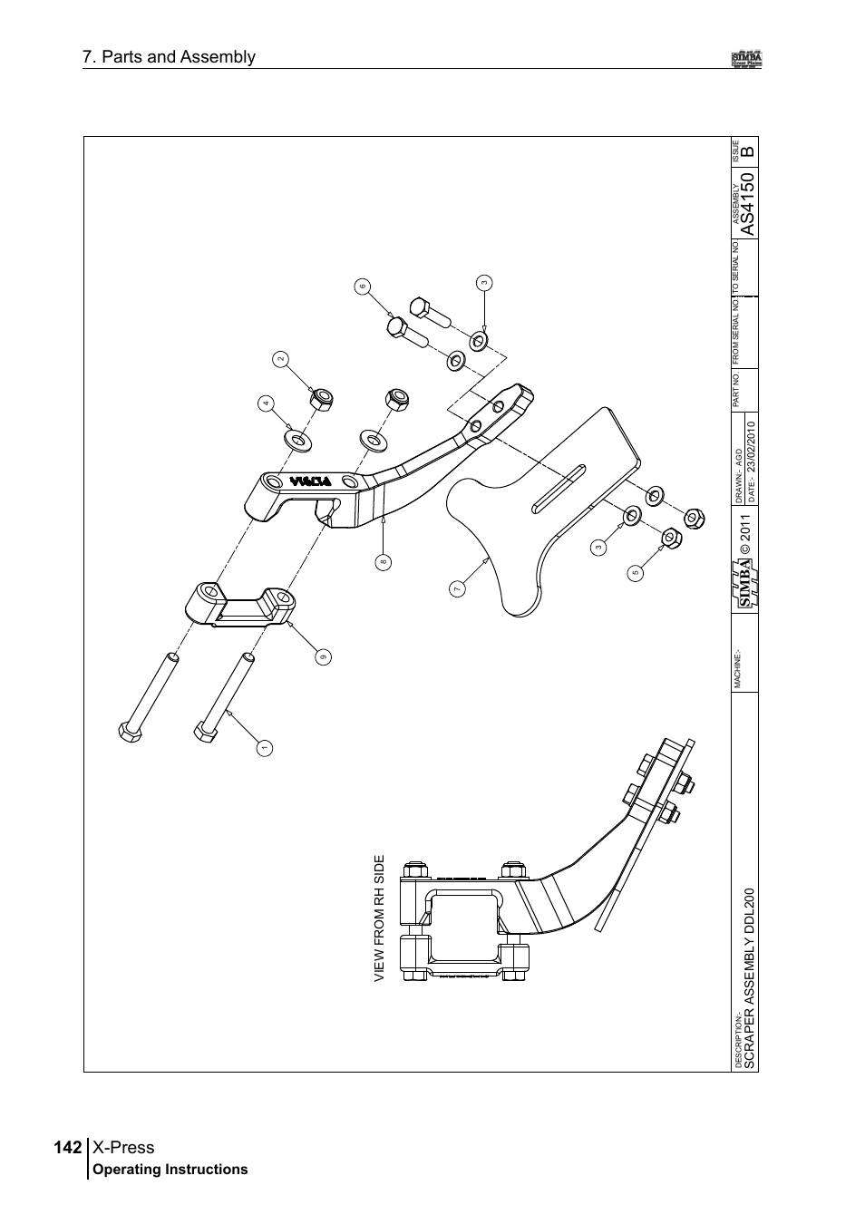 X-press, 142 7. parts and assembly, Bas 41 50 | Operating instructions, Si m b a | Great Plains P17897B Operator Manual User Manual | Page 142 / 176