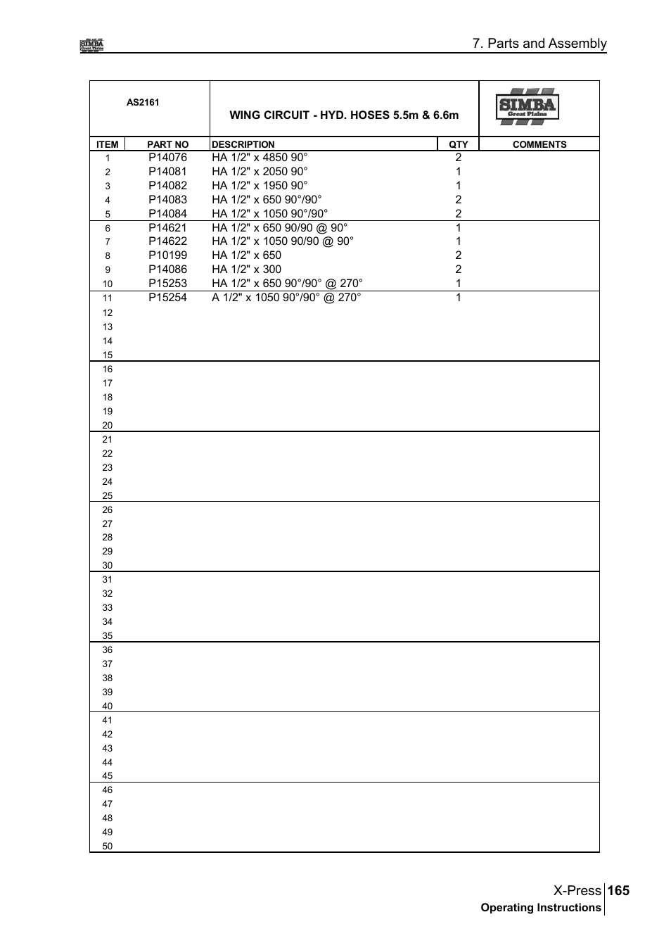 165 x-press, Parts and assembly | Great Plains P17897B Operator Manual User Manual | Page 165 / 176