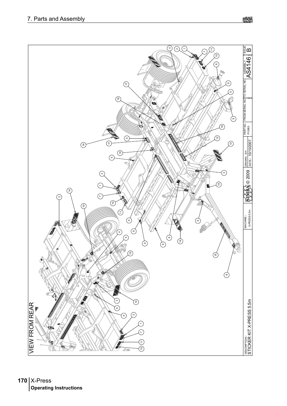 X-press, 170 7. parts and assembly, Bas 41 46 | Operating instructions, Si m b a | Great Plains P17897B Operator Manual User Manual | Page 170 / 176