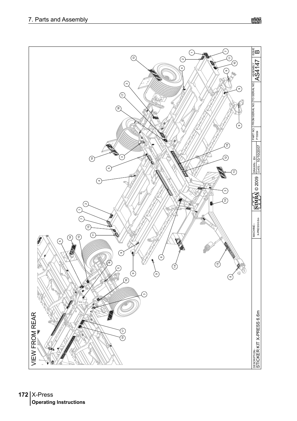 X-press, 172 7. parts and assembly, Bas 41 47 | Operating instructions, Si m b a | Great Plains P17897B Operator Manual User Manual | Page 172 / 176
