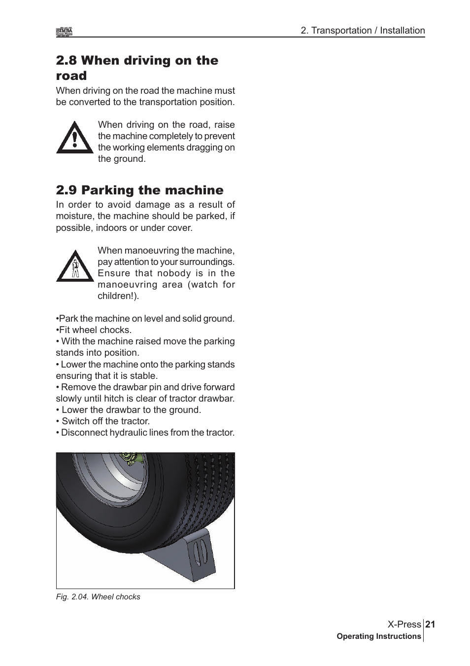 9 parking the machine, 8 when driving on the road | Great Plains P17897B Operator Manual User Manual | Page 21 / 176