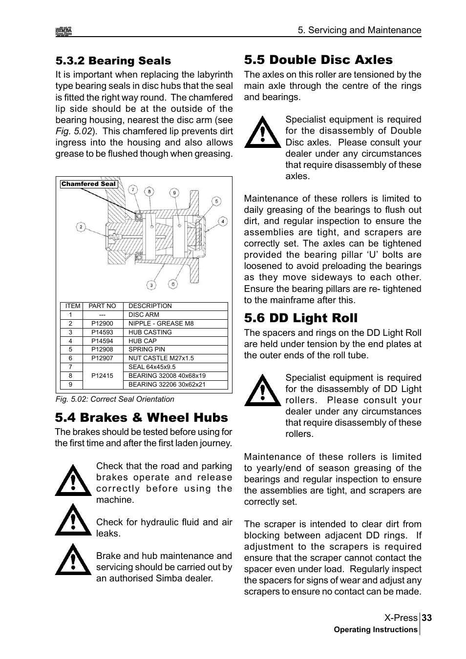 5 double disc axles, 6 dd light roll, 4 brakes & wheel hubs | 2 bearing seals | Great Plains P17897B Operator Manual User Manual | Page 33 / 176