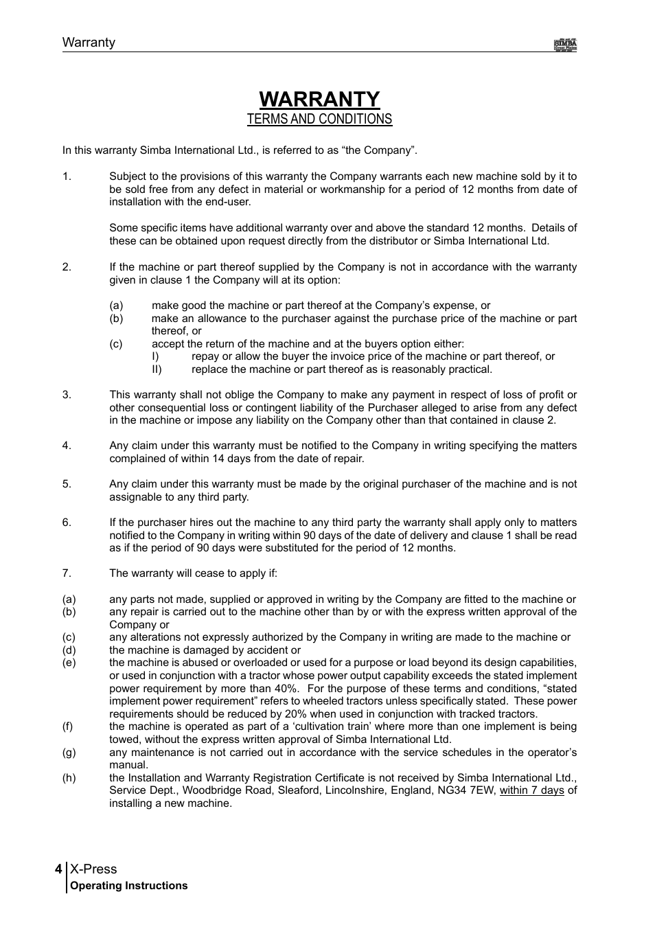Warranty, Terms and conditions | Great Plains P17897B Operator Manual User Manual | Page 4 / 176