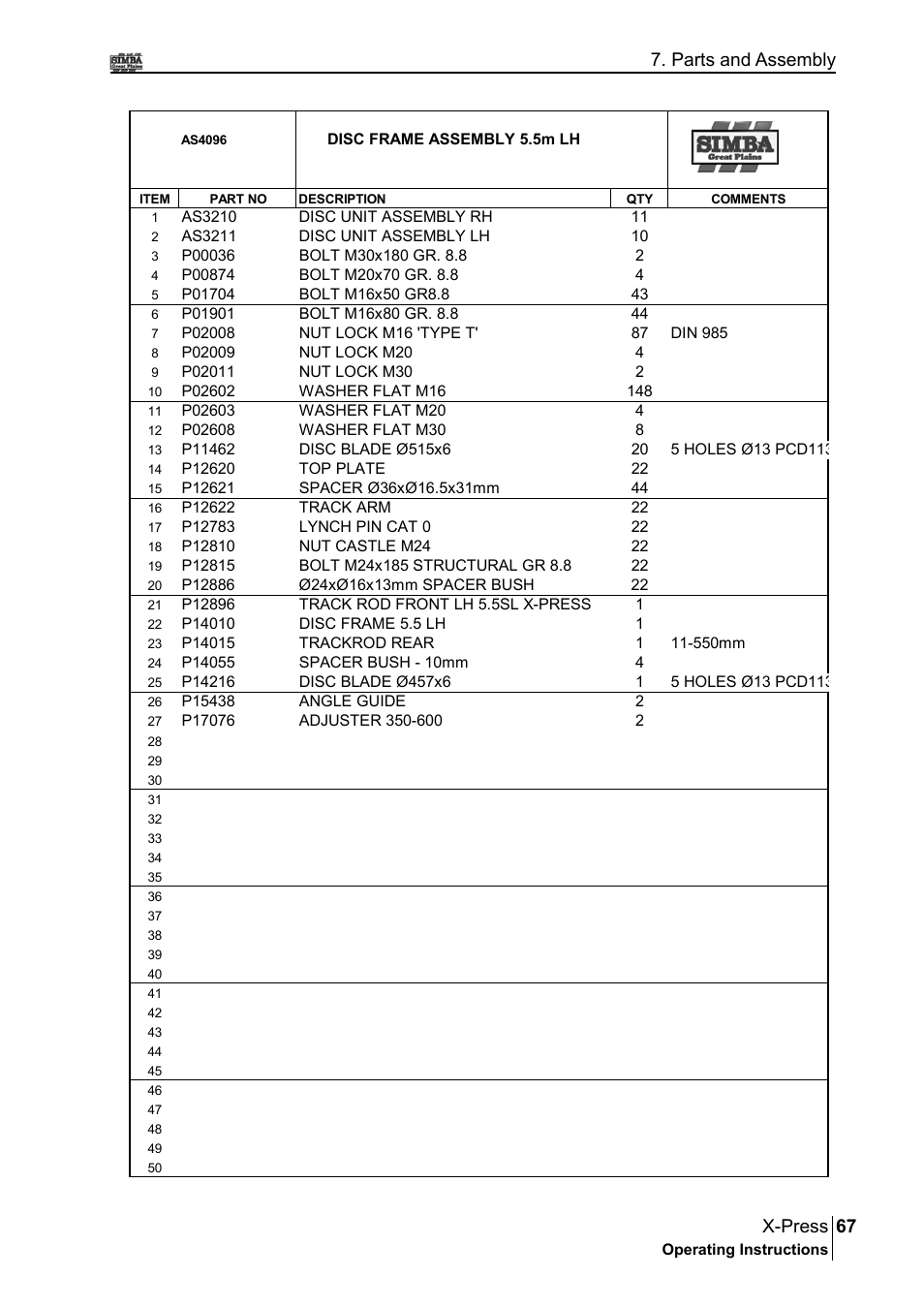67 x-press, Parts and assembly | Great Plains P17897B Operator Manual User Manual | Page 67 / 176