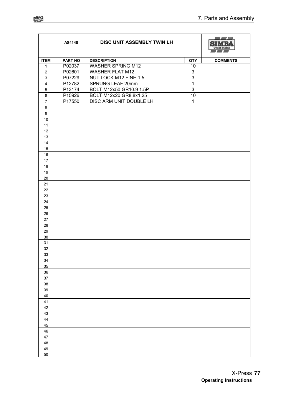 77 x-press, Parts and assembly | Great Plains P17897B Operator Manual User Manual | Page 77 / 176