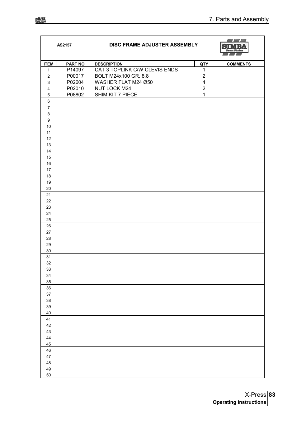 83 x-press, Parts and assembly | Great Plains P17897B Operator Manual User Manual | Page 83 / 176