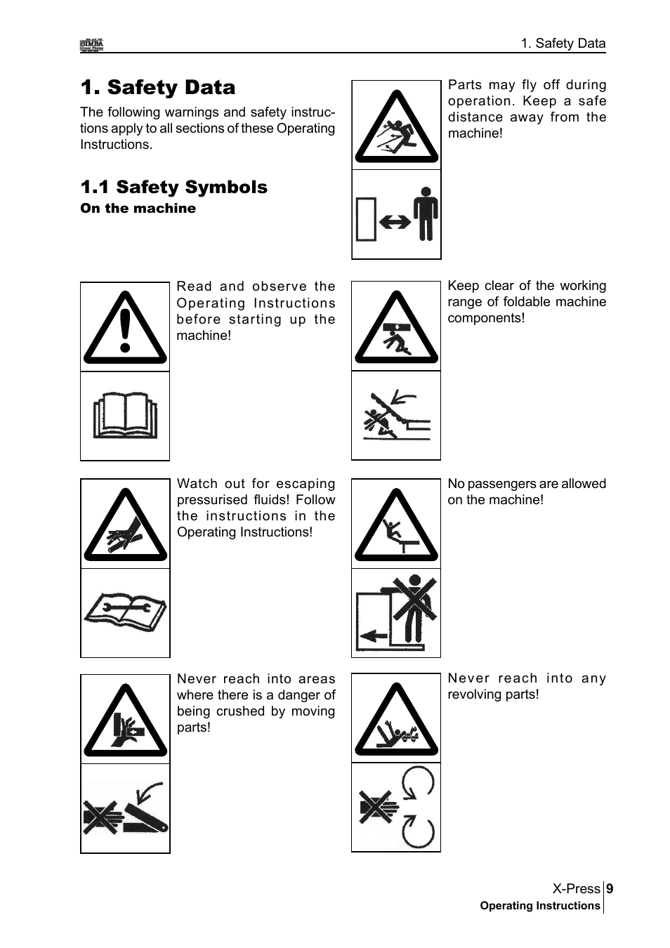 Safety data, 1 safety symbols | Great Plains P17897B Operator Manual User Manual | Page 9 / 176