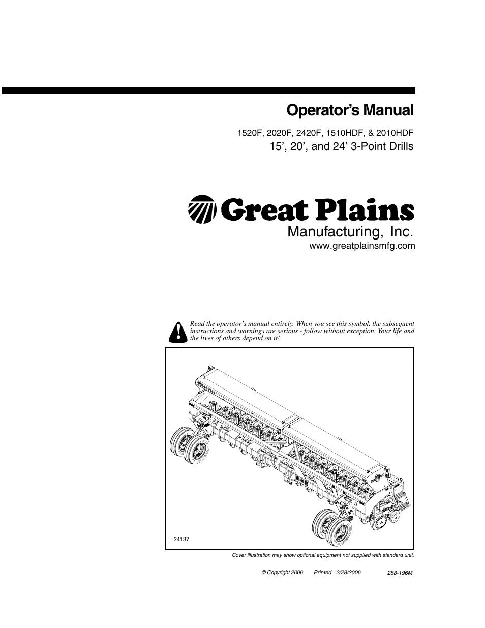 Great Plains 2420F Operator Manual User Manual | 64 pages