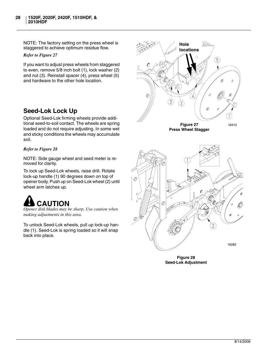 Seed-lok lock up, Caution | Great Plains 2420F Operator Manual User Manual | Page 30 / 64