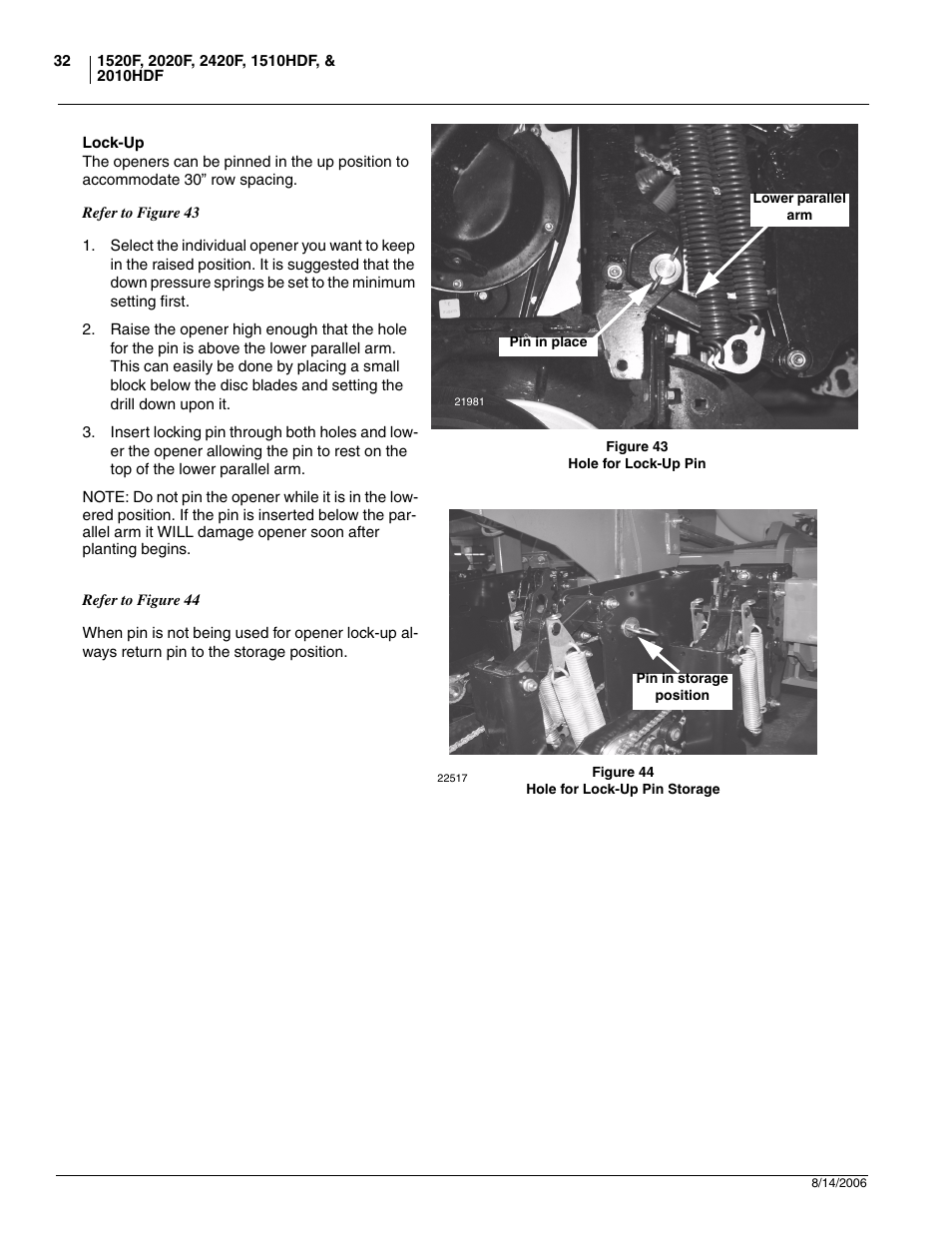 Lock-up | Great Plains 2420F Operator Manual User Manual | Page 34 / 64