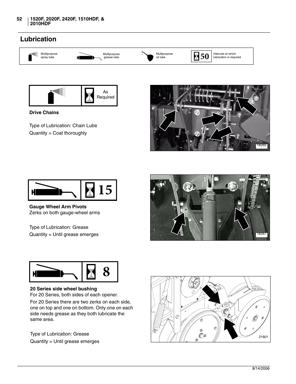 Lubrication | Great Plains 2420F Operator Manual User Manual | Page 54 / 64