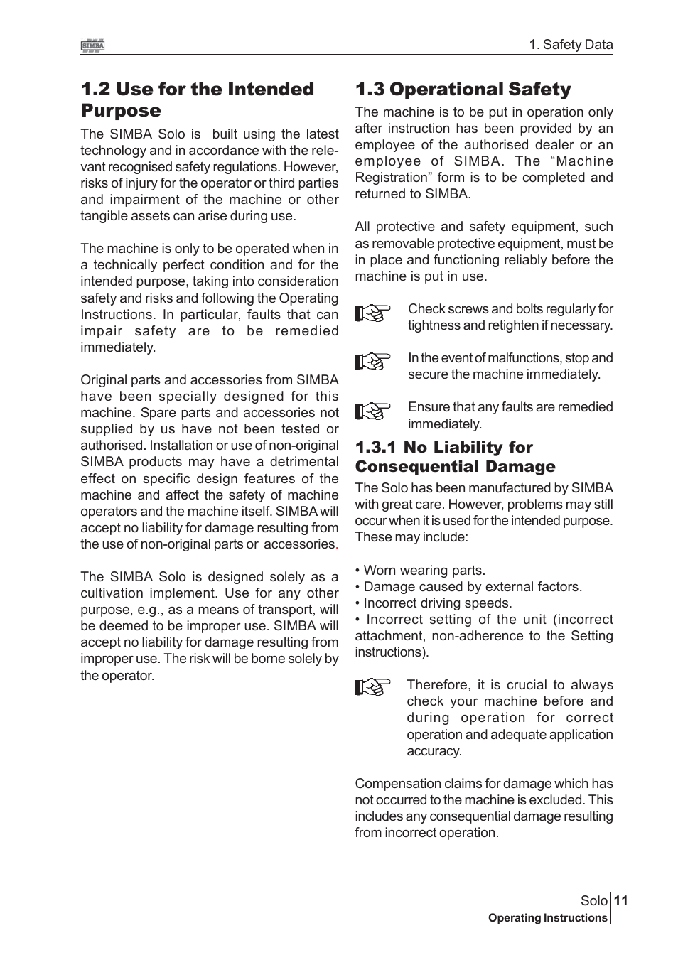 3 operational safety, 2 use for the intended purpose | Great Plains P15240 Serial No 12880 User Manual | Page 11 / 40