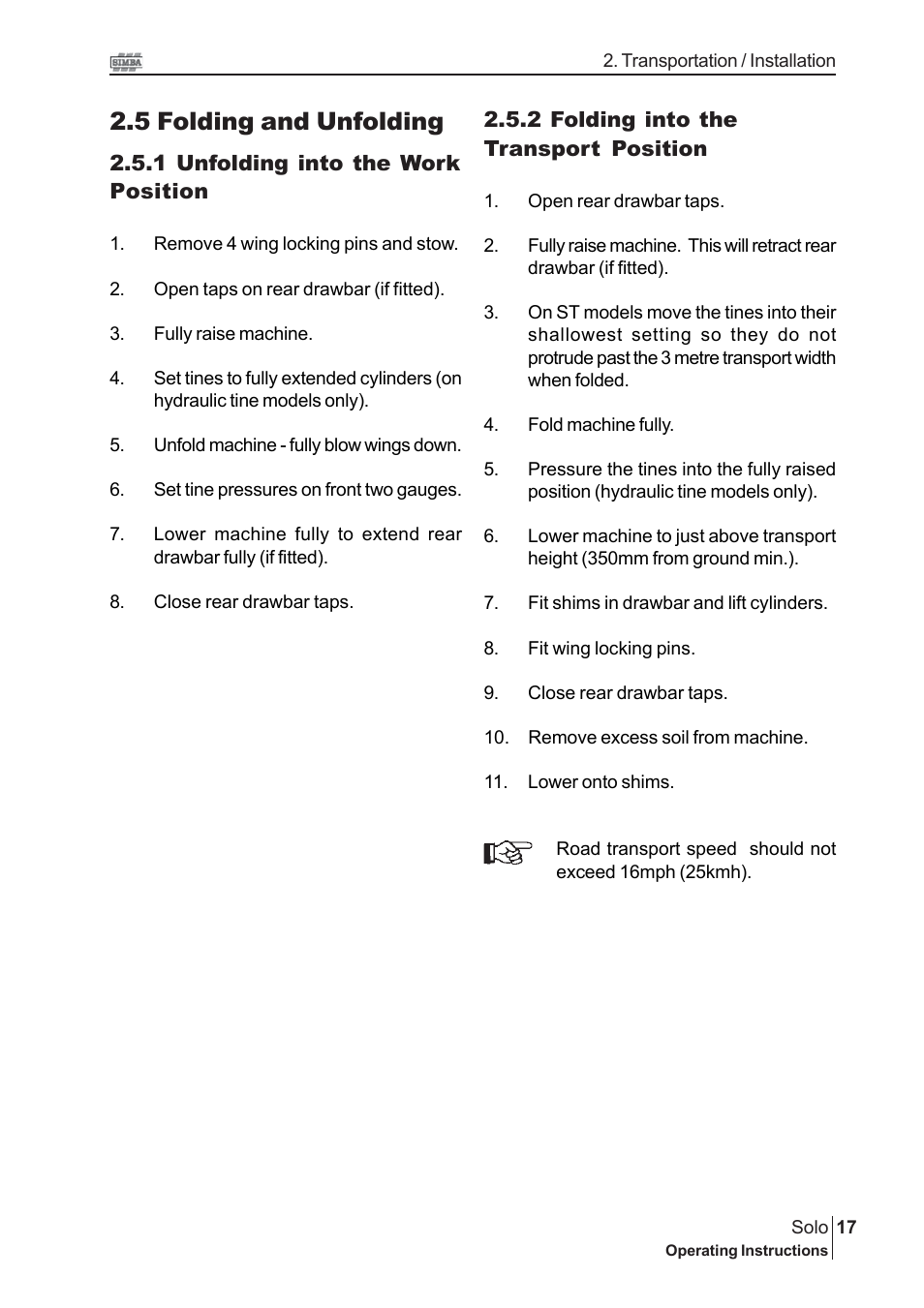 5 folding and unfolding | Great Plains P15240 Serial No 12880 User Manual | Page 17 / 40