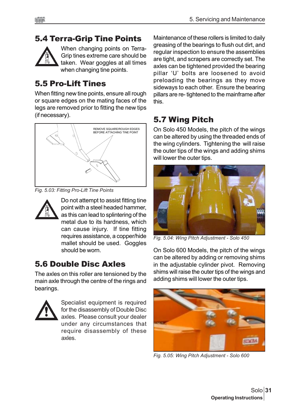 6 double disc axles, 5 pro-lift tines, 4 terra-grip tine points | 7 wing pitch | Great Plains P15240 Serial No 12880 User Manual | Page 31 / 40