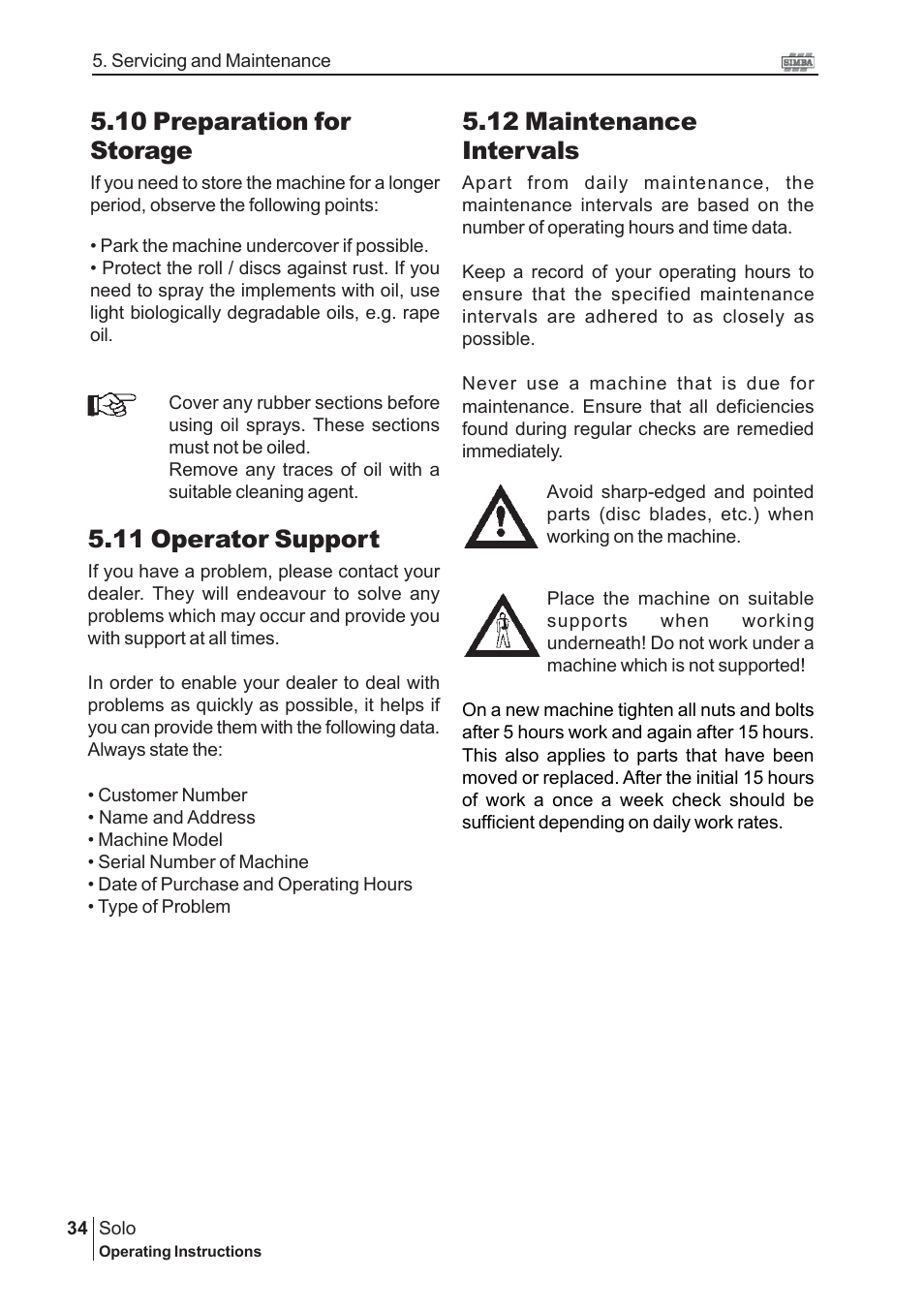 11 operator support, 10 preparation for storage, 12 maintenance intervals | Great Plains P15240 Serial No 12880 User Manual | Page 34 / 40