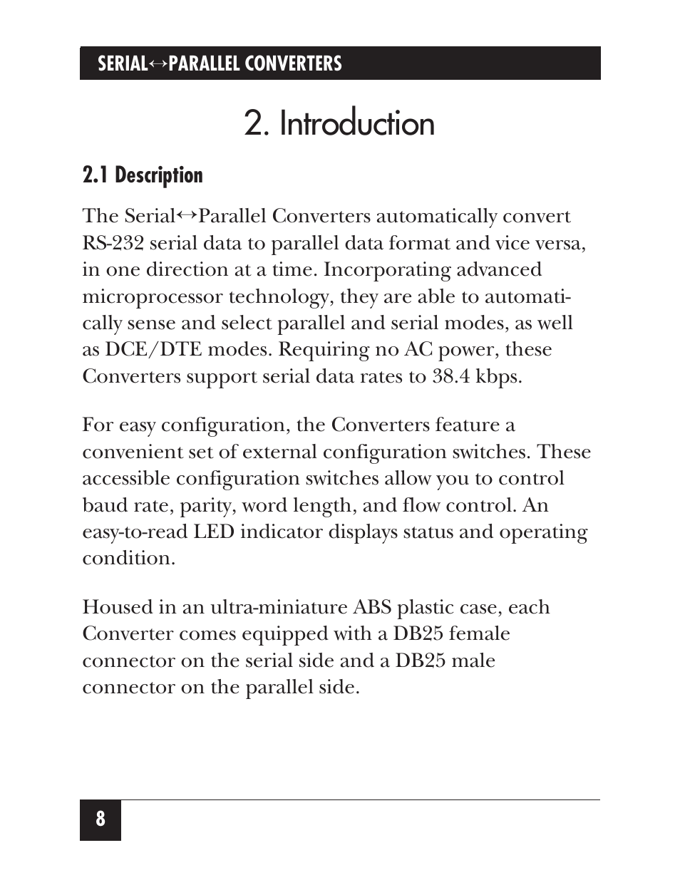 Introduction | Black Box SERIALPARALLEL CONVERTER IV PI126A User Manual | Page 11 / 21