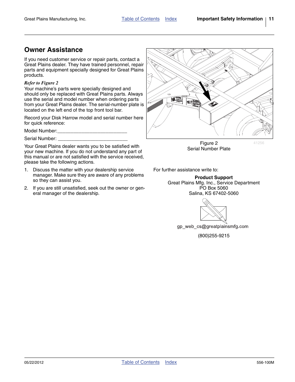 Owner assistance | Great Plains 4336 DH Operator Manual User Manual | Page 15 / 44