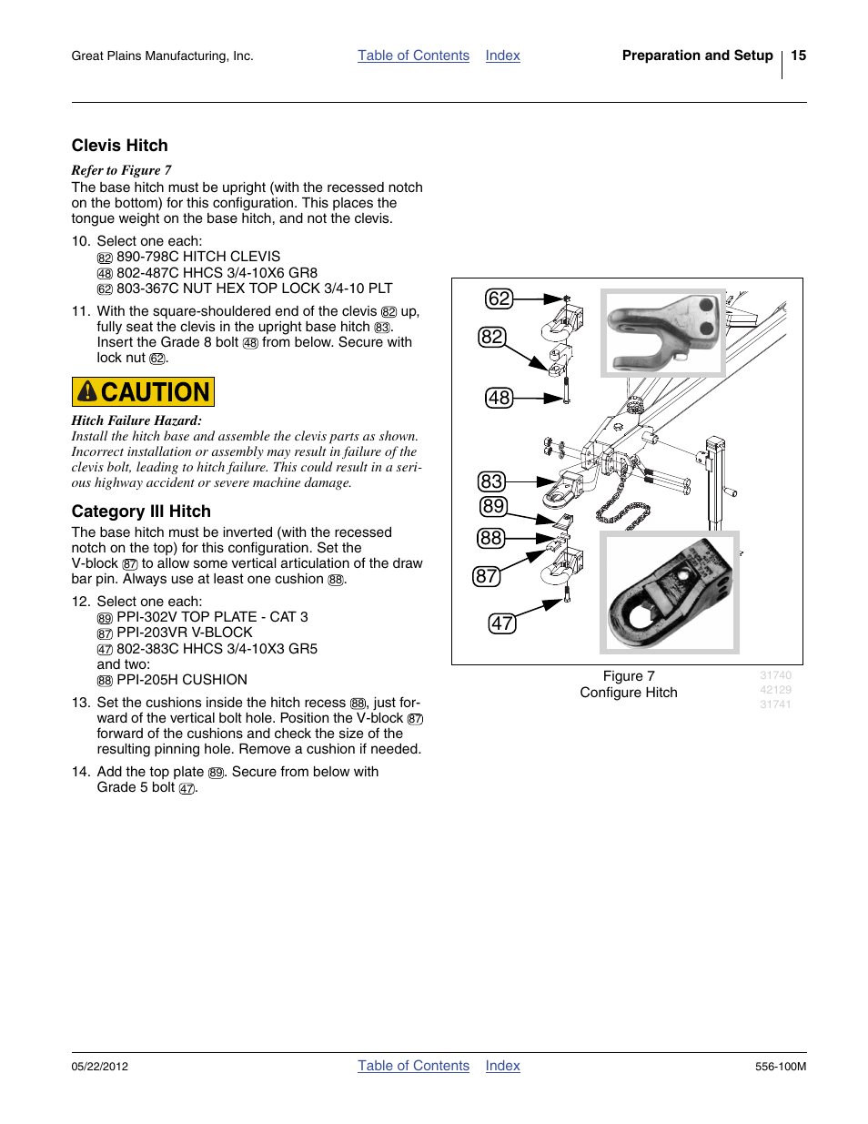 Clevis hitch, Category iii hitch, Clevis hitch category iii hitch | Great Plains 4336 DH Operator Manual User Manual | Page 19 / 44