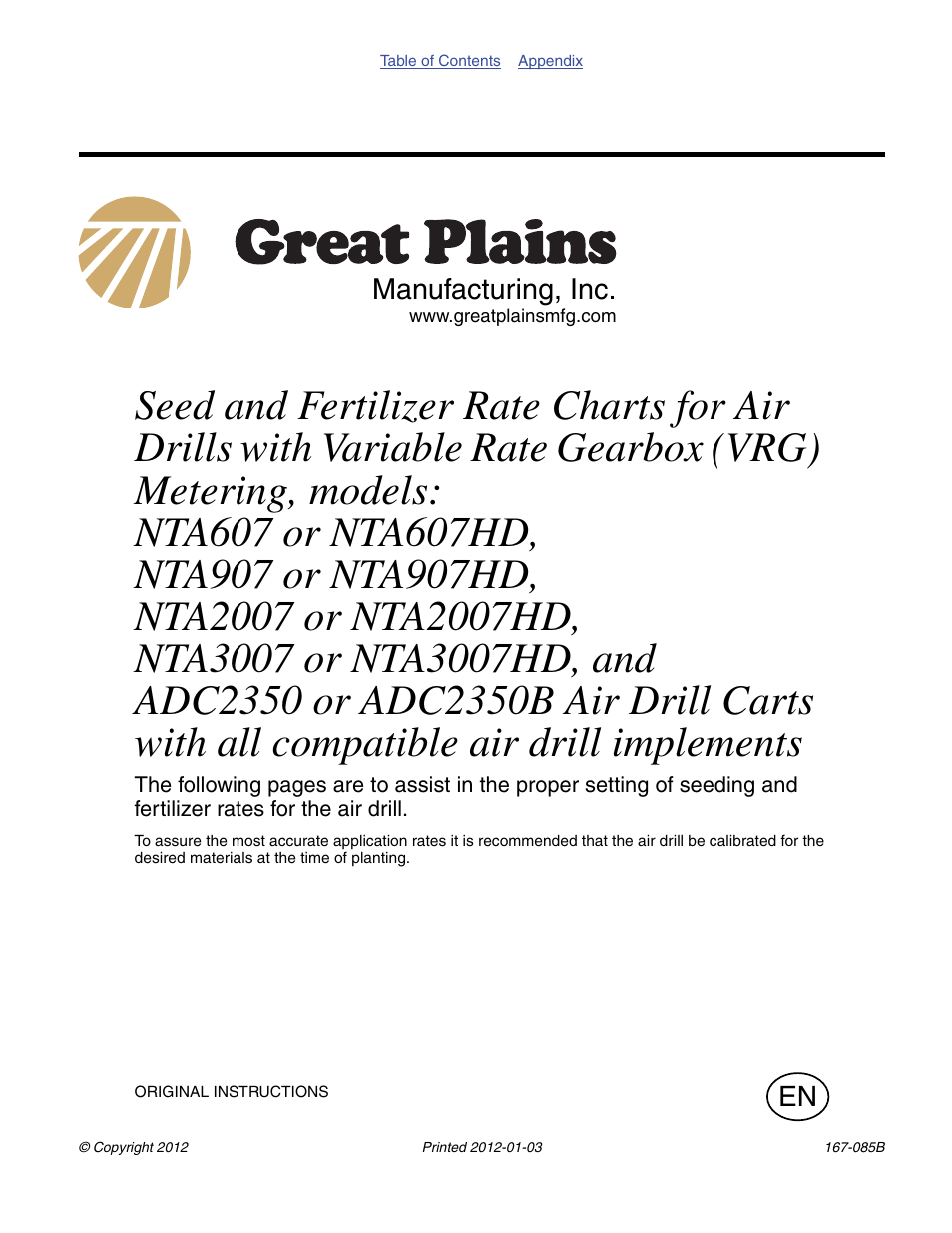 Great Plains NTA2007 Material Rate User Manual | 64 pages