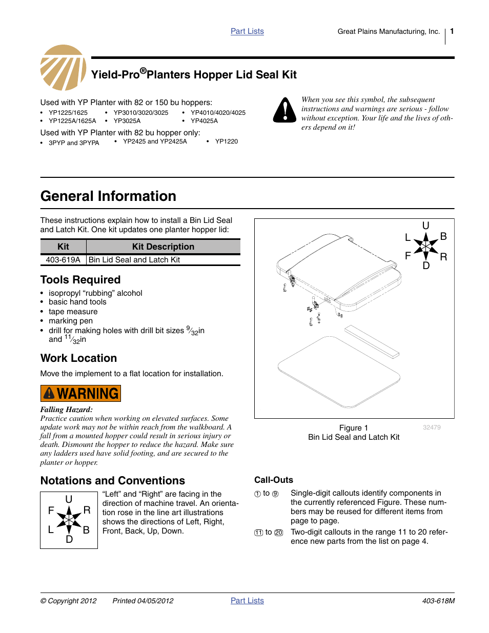 Great Plains Yield-Pro Planters Hopper Lid Seal Kit User Manual | 4 pages