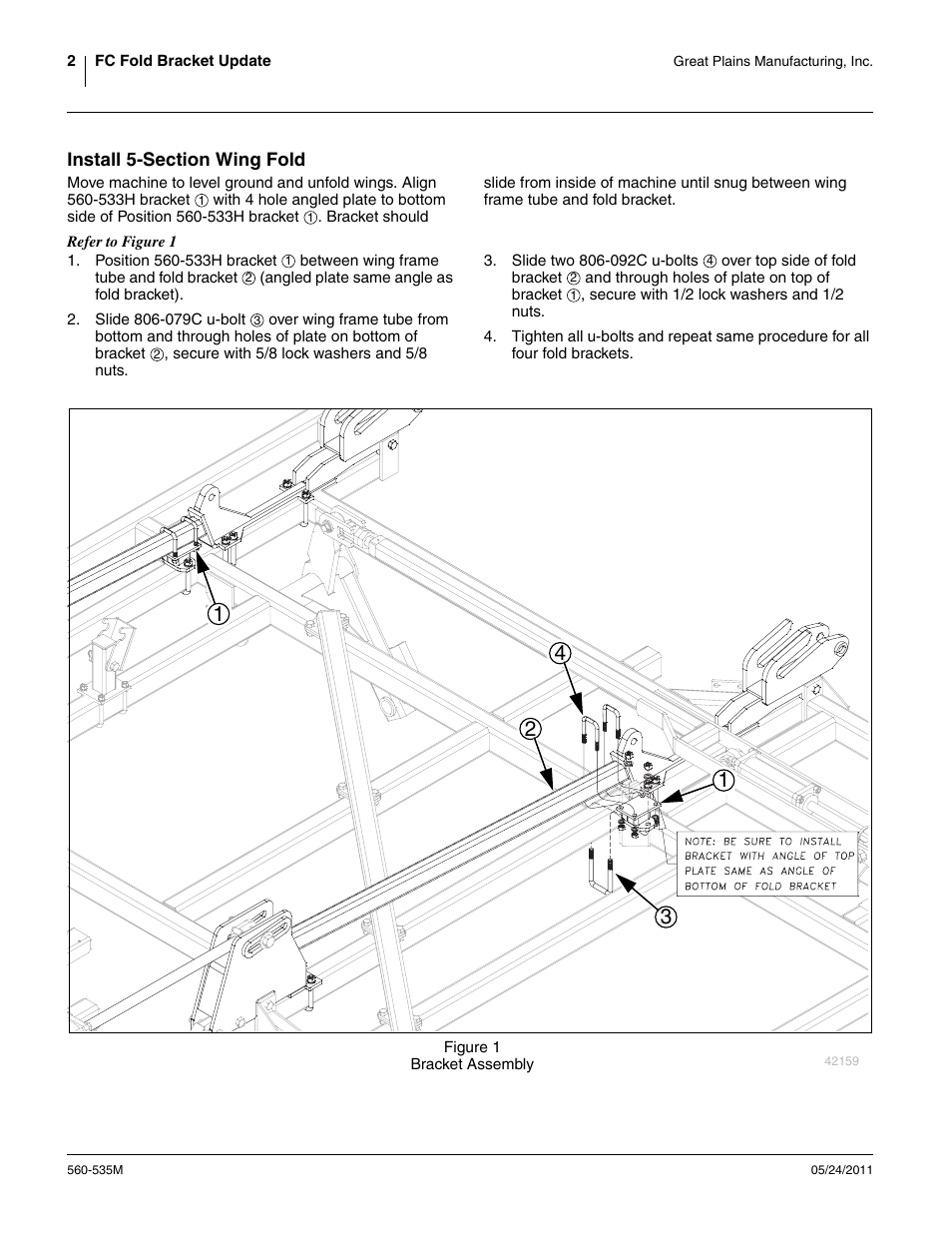 Install 5-section wing fold | Great Plains 8500 FC User Manual | Page 2 / 2