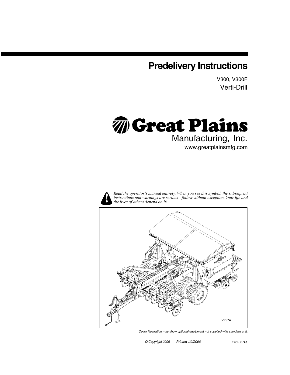 Great Plains V-300F Predelivery Manual User Manual | 40 pages