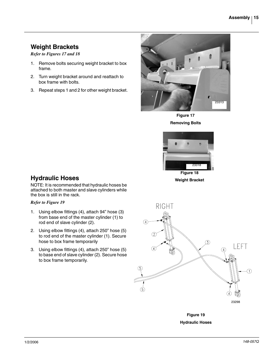 Weight brackets, Hydraulic hoses | Great Plains V-300F Predelivery Manual User Manual | Page 17 / 40