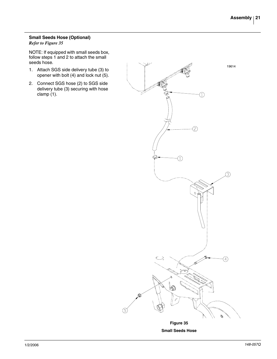 Small seeds hose (optional) | Great Plains V-300F Predelivery Manual User Manual | Page 23 / 40