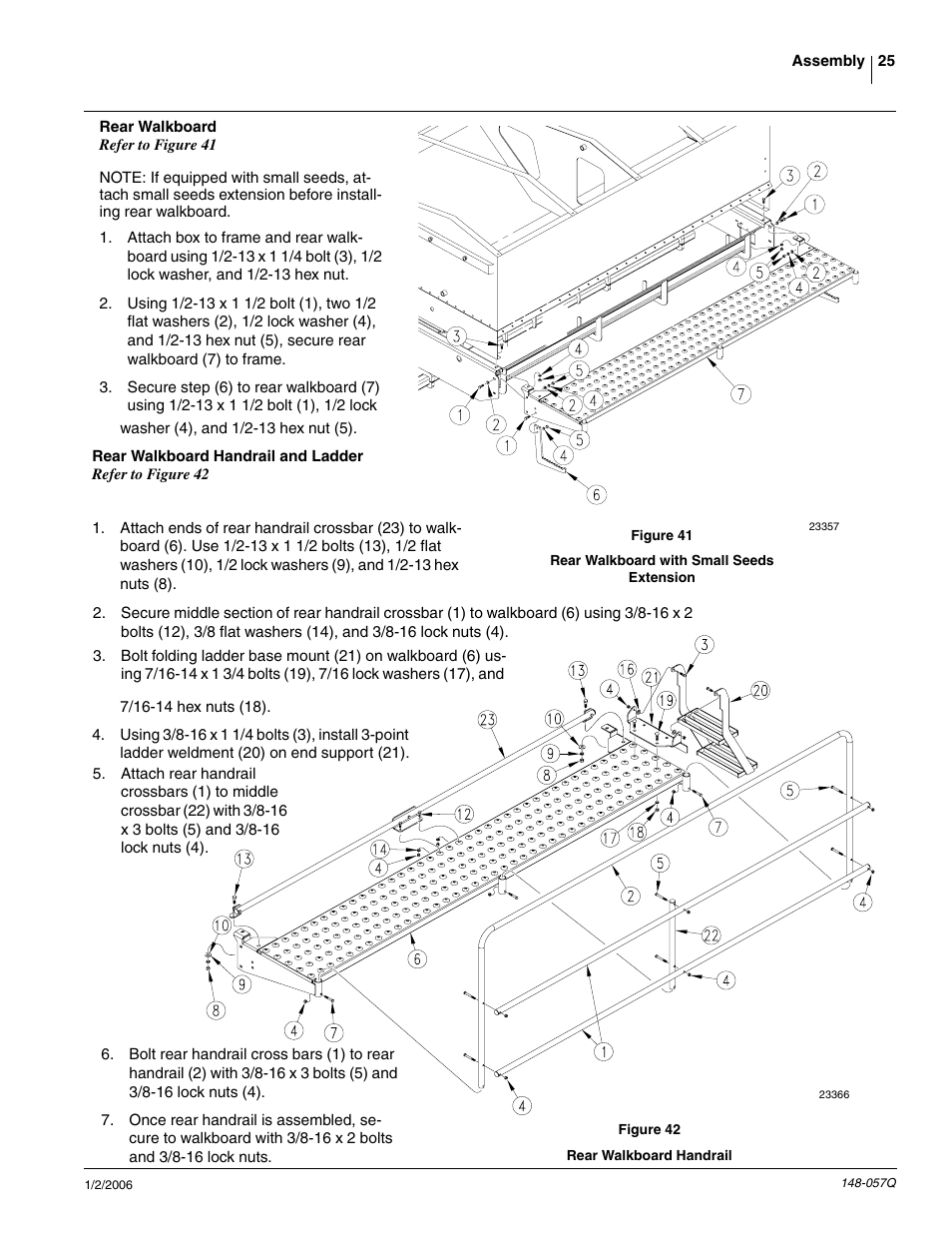 Rear walkboard, Rear walkboard handrail and ladder | Great Plains V-300F Predelivery Manual User Manual | Page 27 / 40