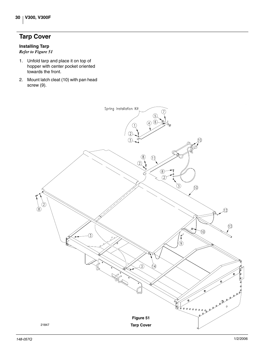Tarp cover, Installing tarp | Great Plains V-300F Predelivery Manual User Manual | Page 32 / 40