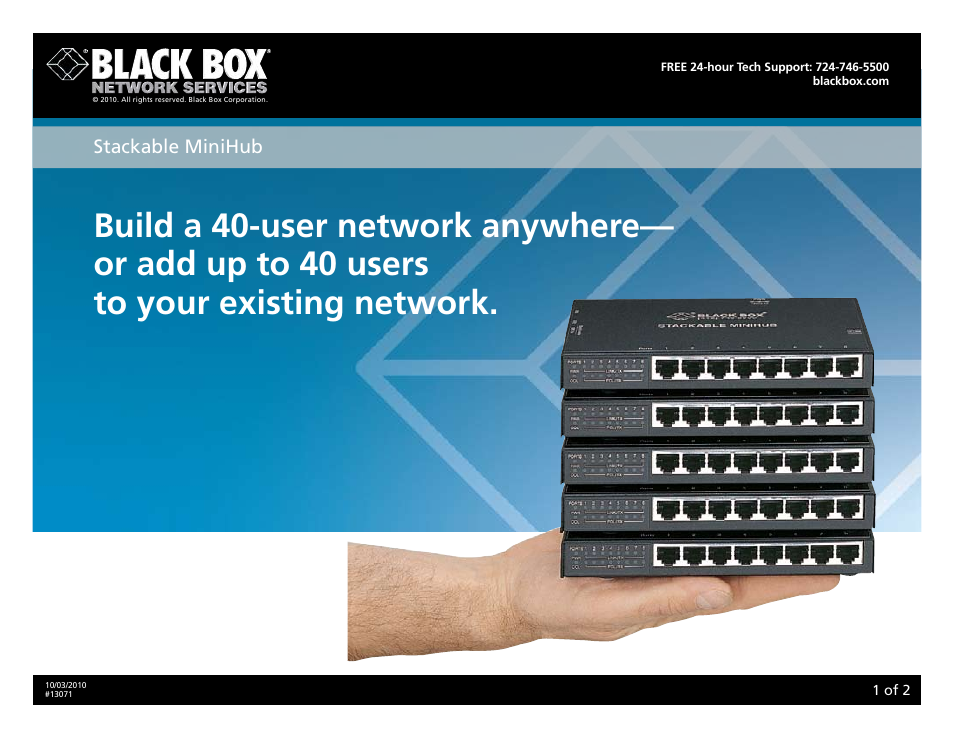 Black Box STACKABLE MINIHUB-BNC LE2801A-FO User Manual | 2 pages