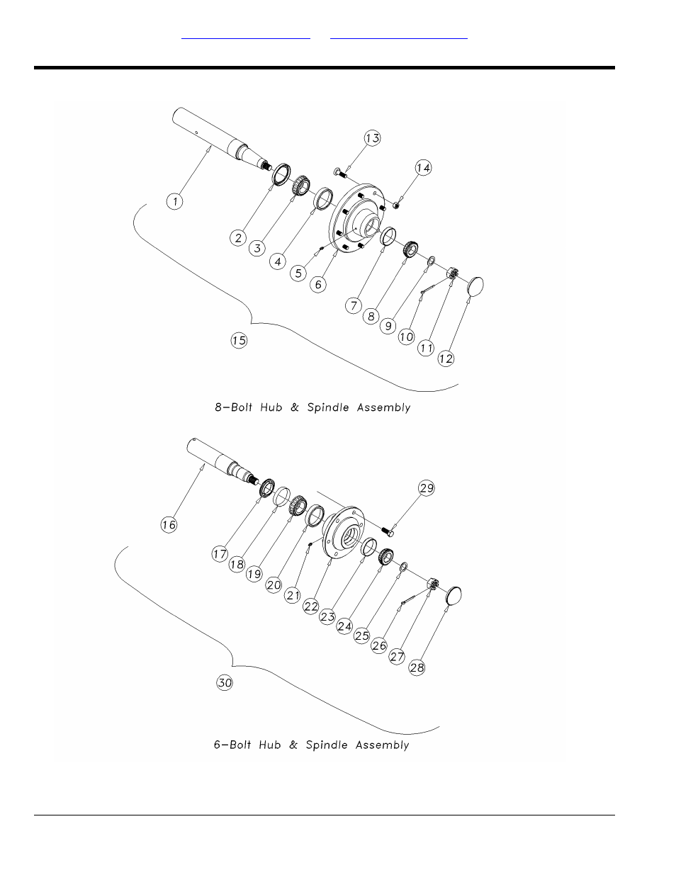 8 & 6-bolt hub & spindle assembly (s/n 1424cc-) | Great Plains 7560 Series VII Field Cultivator-Floating Hitch Parts Manual User Manual | Page 28 / 84