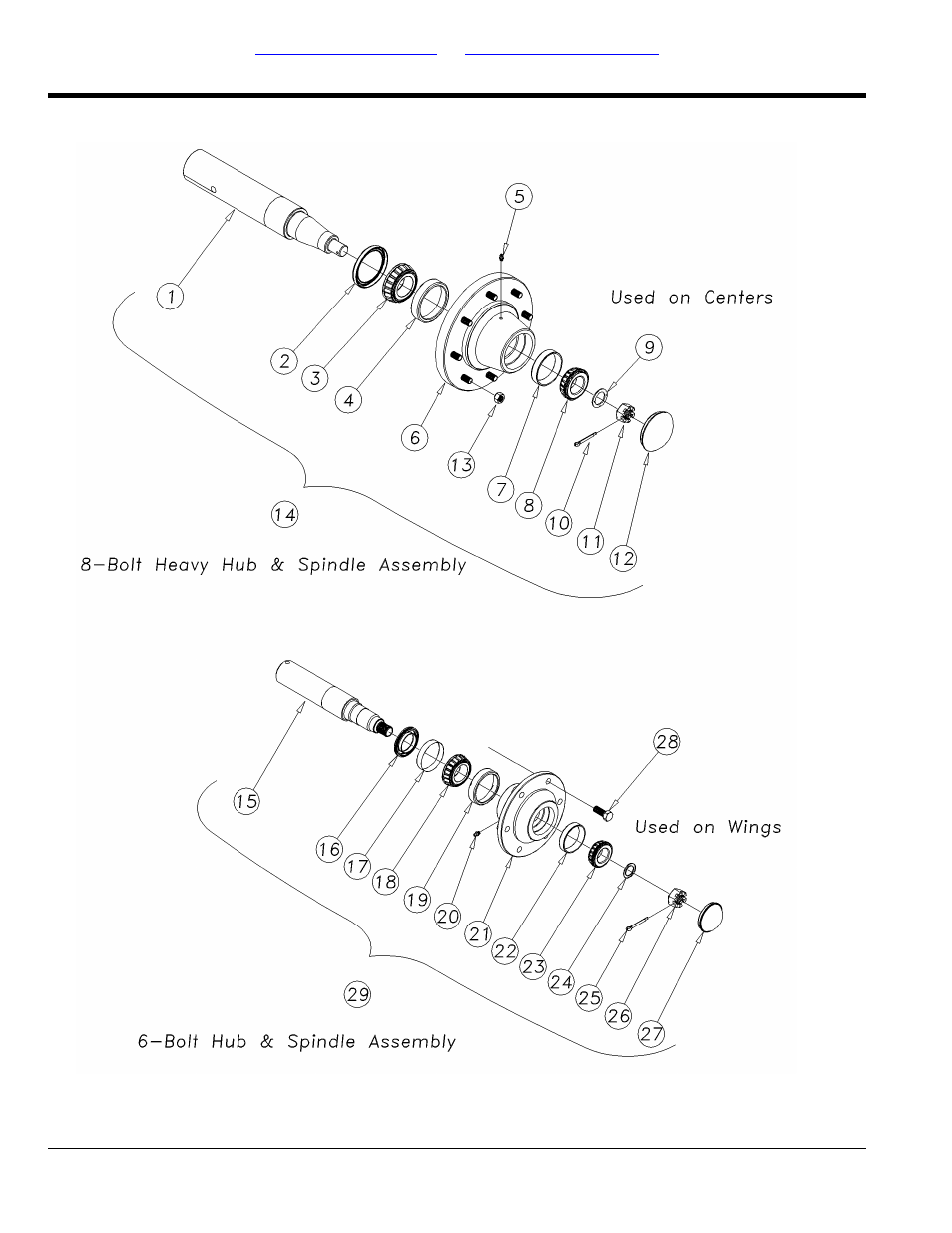 8 & 6-bolt hub & spindle assembly (s/n 1425cc+) | Great Plains 7560 Series VII Field Cultivator-Floating Hitch Parts Manual User Manual | Page 30 / 84