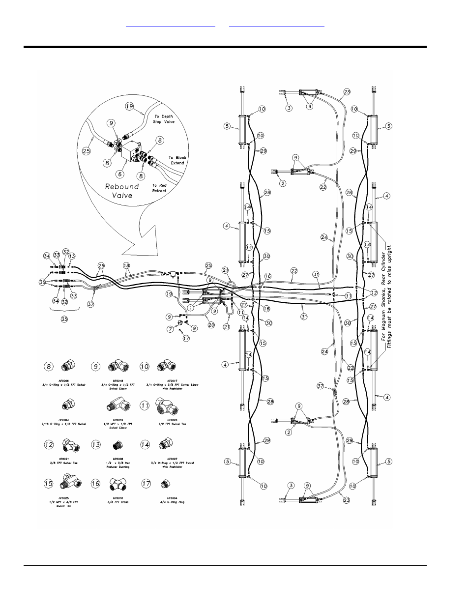 Hydraulic layout (s/n 1211cc-) | Great Plains 7560 Series VII Field Cultivator-Floating Hitch Parts Manual User Manual | Page 38 / 84