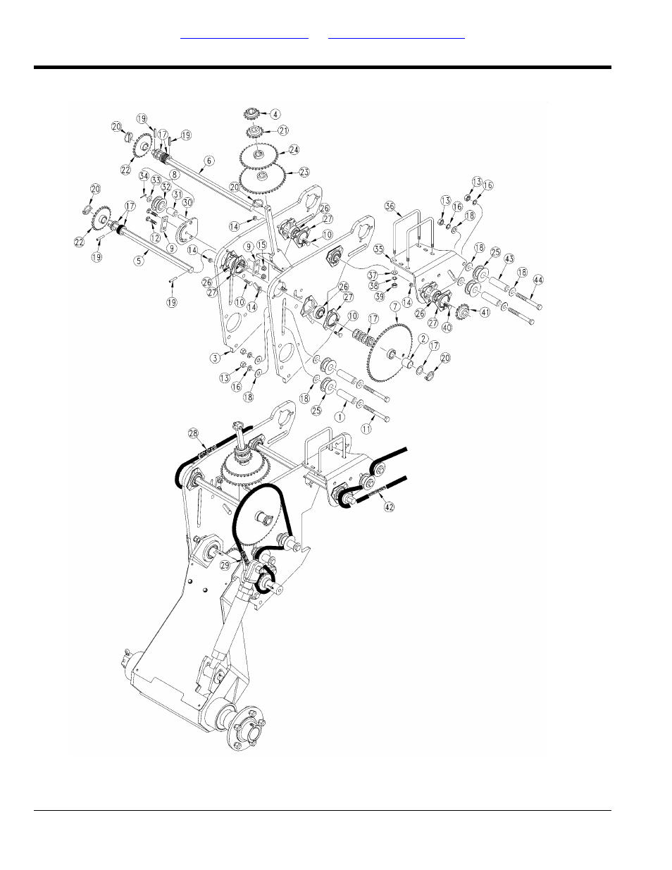 Single gauge wheel transmission 15ft | Great Plains 2420F Parts Manual User Manual | Page 48 / 154