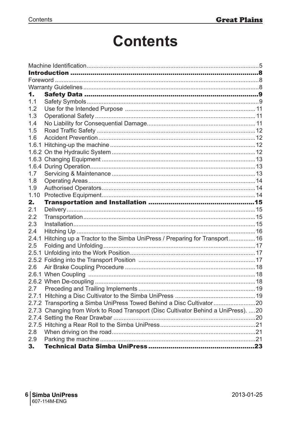 Great Plains Simba UniPress Operator Manual User Manual | Page 6 / 40