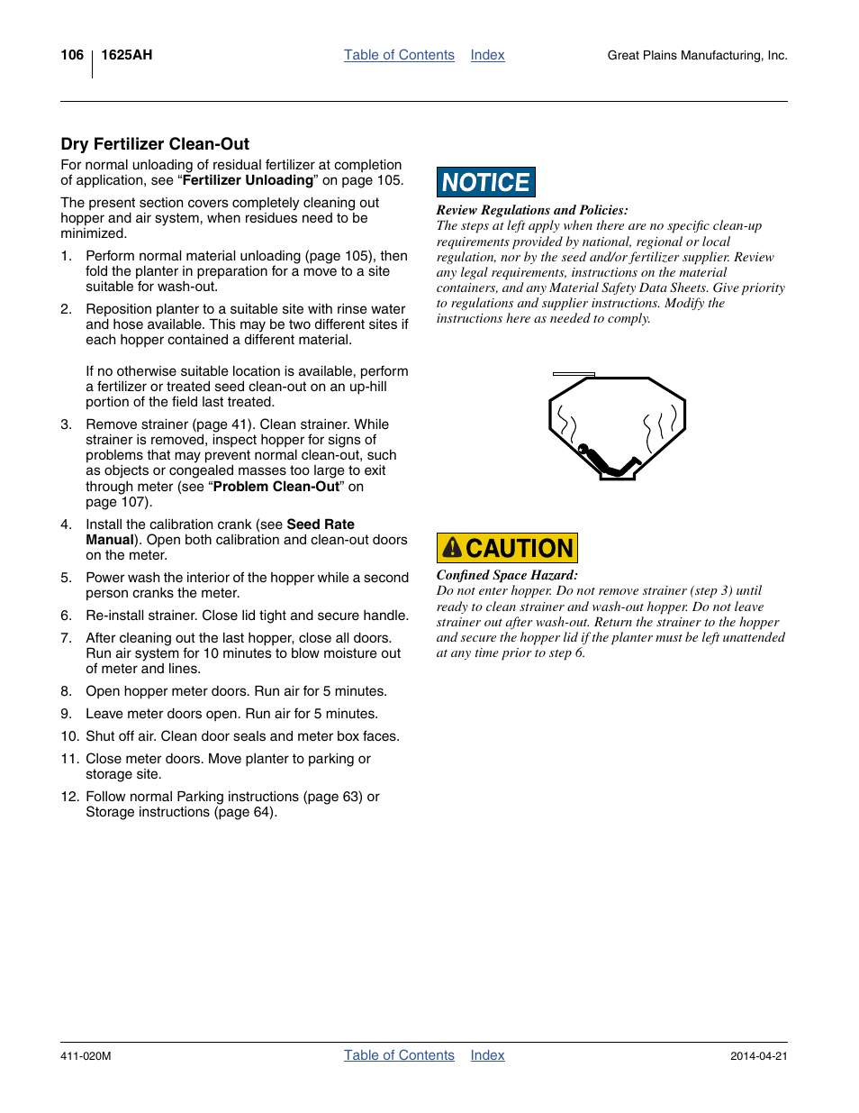 Dry fertilizer clean-out | Great Plains 1625AHL Operator Manual User Manual | Page 110 / 176