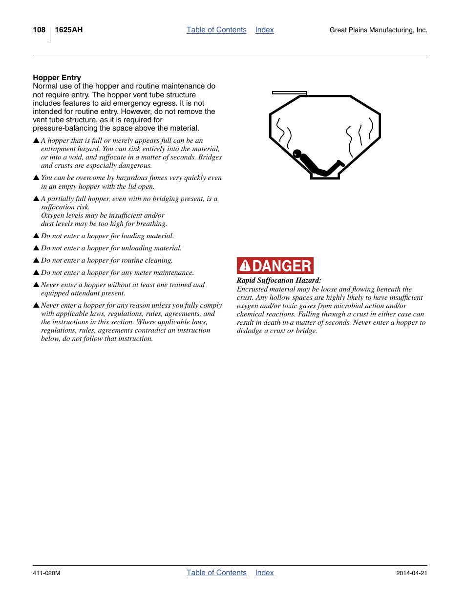 Hopper entry | Great Plains 1625AHL Operator Manual User Manual | Page 112 / 176