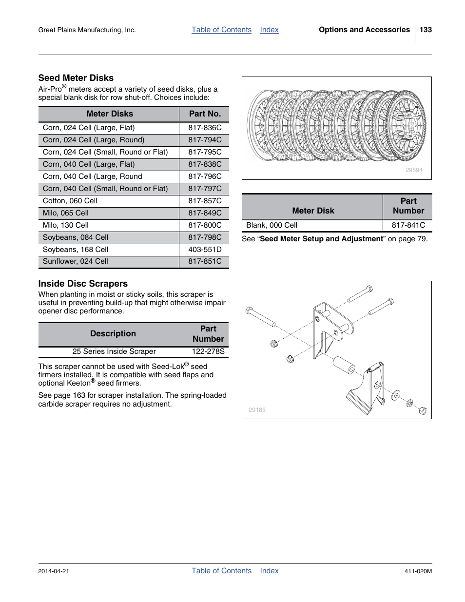 Seed meter disks, Inside disc scrapers | Great Plains 1625AHL Operator Manual User Manual | Page 137 / 176