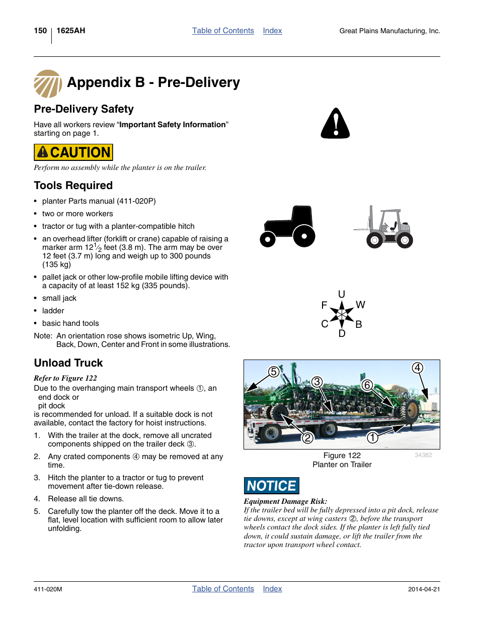 Appendix b - pre-delivery, Pre-delivery safety, Tools required | Unload truck | Great Plains 1625AHL Operator Manual User Manual | Page 154 / 176