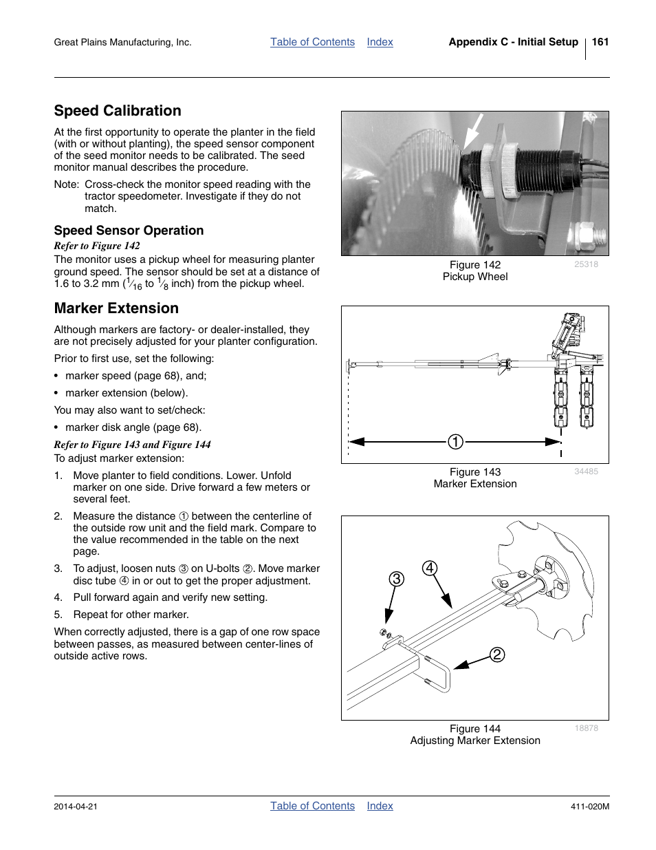 Speed calibration, Speed sensor operation, Marker extension | Great Plains 1625AHL Operator Manual User Manual | Page 165 / 176
