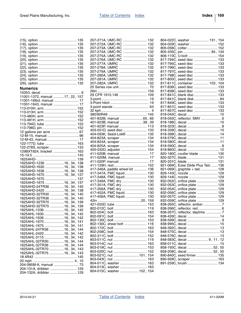 Great Plains 1625AHL Operator Manual User Manual | Page 173 / 176