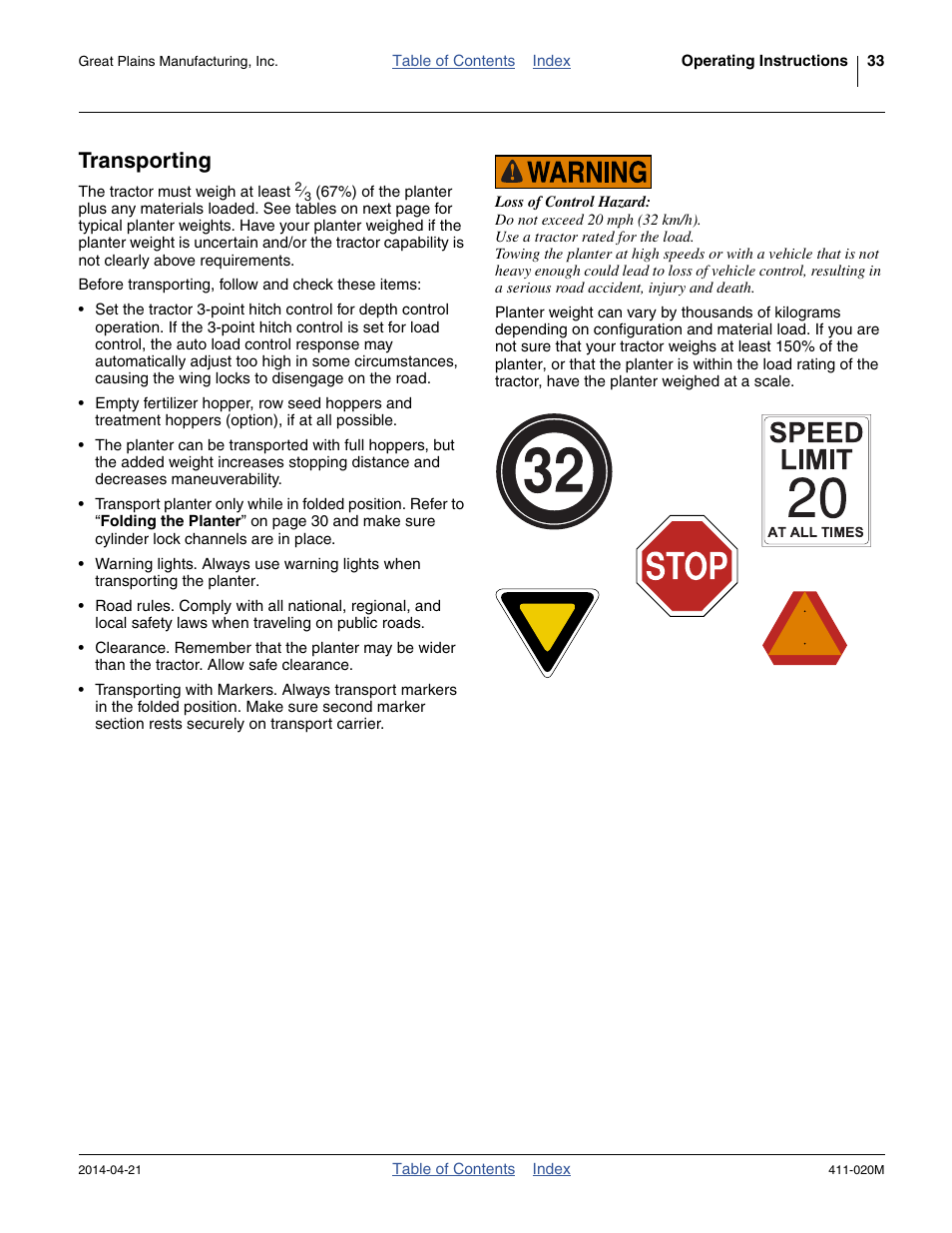 Transporting | Great Plains 1625AHL Operator Manual User Manual | Page 37 / 176