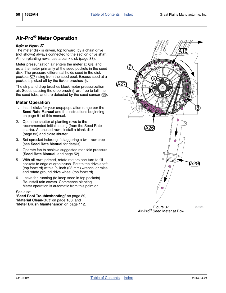 Air-pro® meter operation, Meter operation, Air-pro | Great Plains 1625AHL Operator Manual User Manual | Page 54 / 176