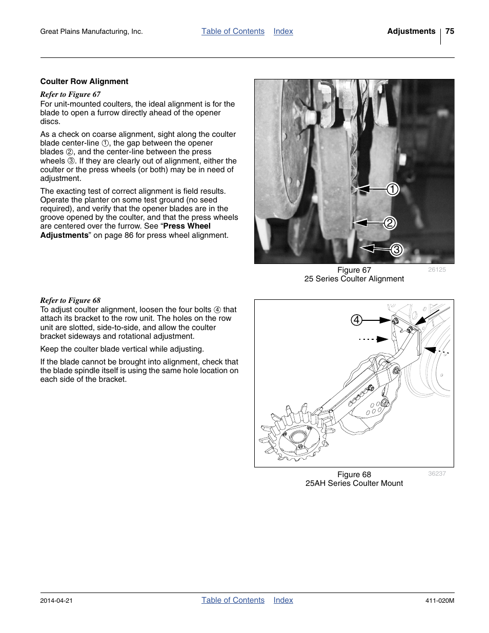 Coulter row alignment | Great Plains 1625AHL Operator Manual User Manual | Page 79 / 176